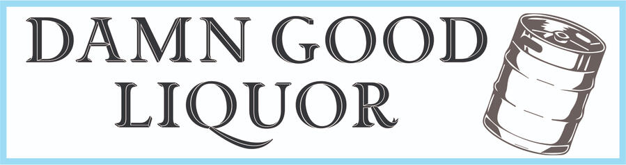 Damn Good Liquor Co. Logo Damn Good Liquor Co. Logo featuring a beer keg and the store name.